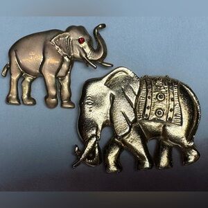 Elegant Gold Tone Elephant 2 Brooch Lot
